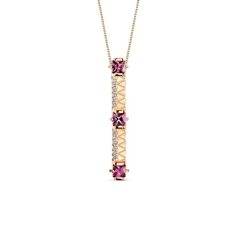 Pingente Icona em Ouro Vivara 18k com Turmalinas Rosa e Diamantes, 30mm — imagem 1