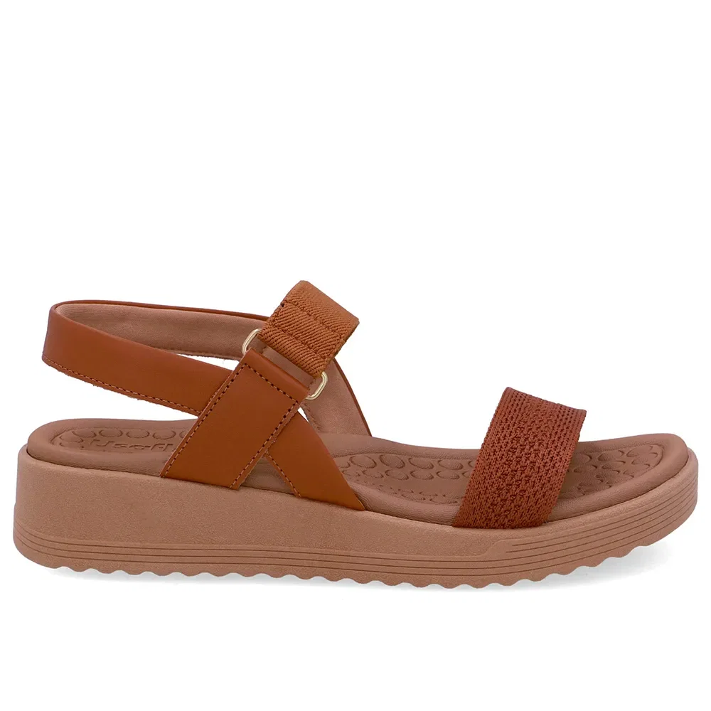 Sandália Salto Plataforma Tricot Marrom Elástico — imagem 1