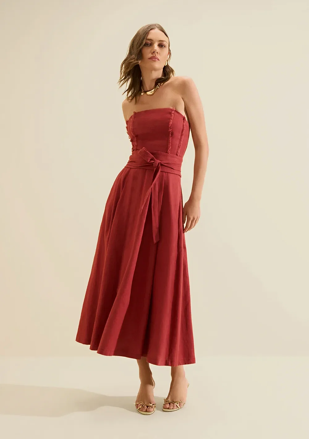 Vestido Midi Estado Natural Bordo — imagem 1