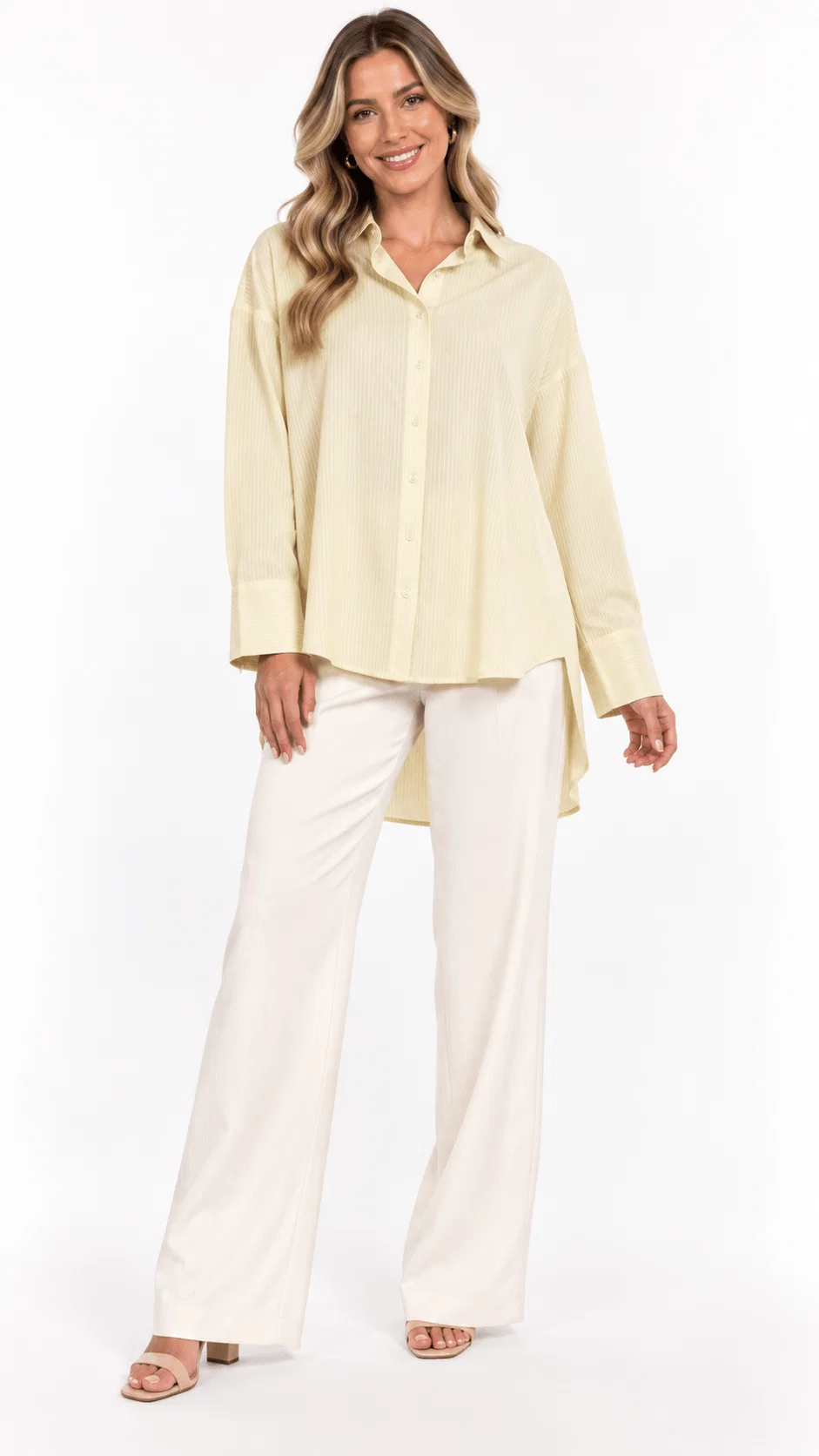 Camisa Manga Longa Listrada - Amarelo — imagem 1