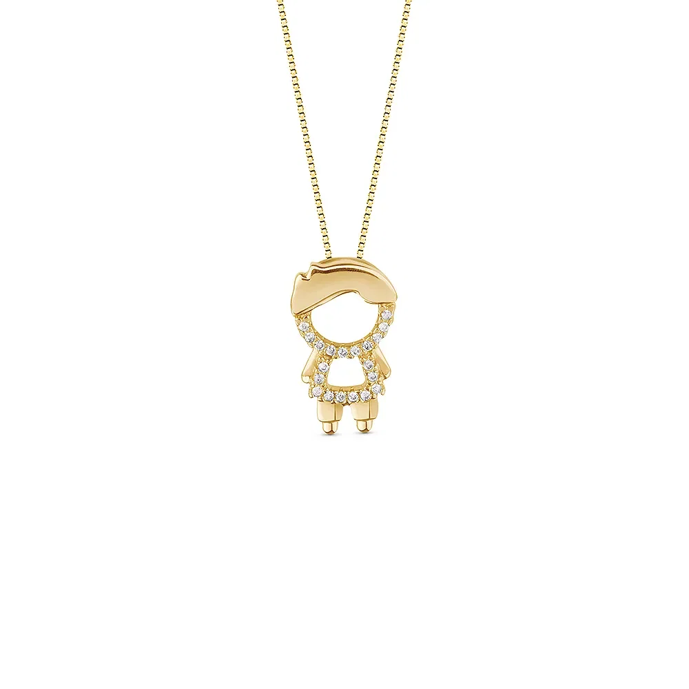 Pingente Menino em Ouro Amarelo 18k com Diamantes, 15.5mm — imagem 1