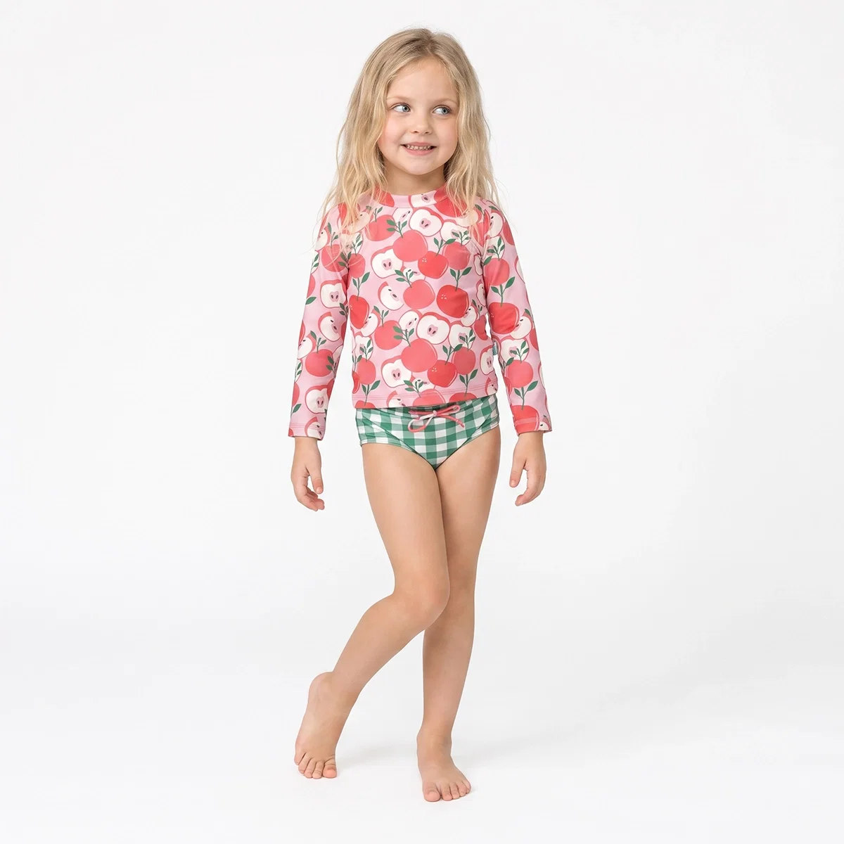 Conjunto Praia Toddler Maçã Vintage Elastano Proteção Uv 50+ Tip Top