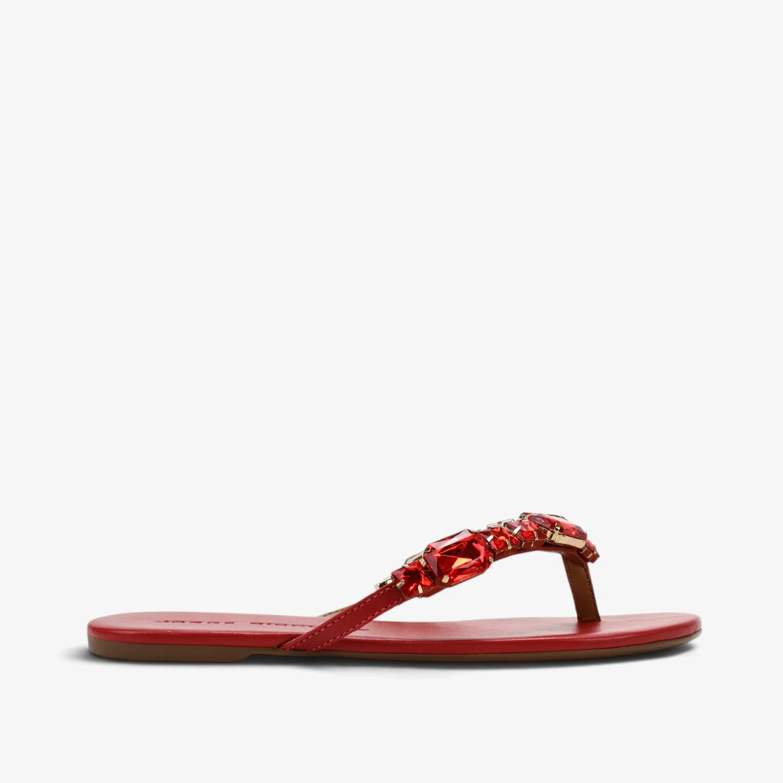Sandália Rasteira Vermelho Couro