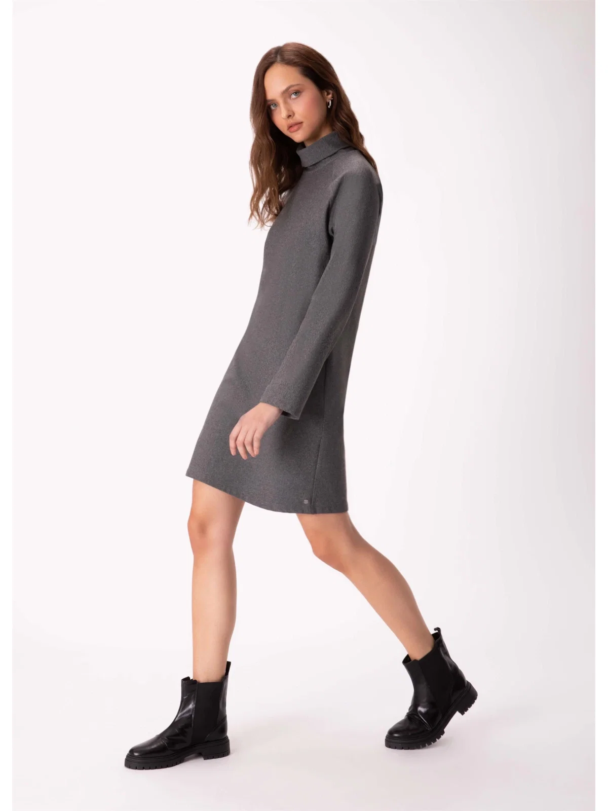 Vestido Moletom Comfort Chumbo Mescla