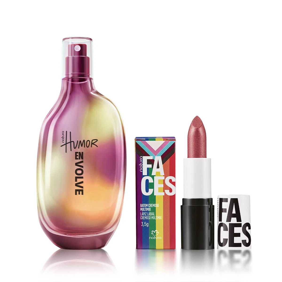 Kit Humor Envolve e Batom Cremoso Faces Cobre Sunset