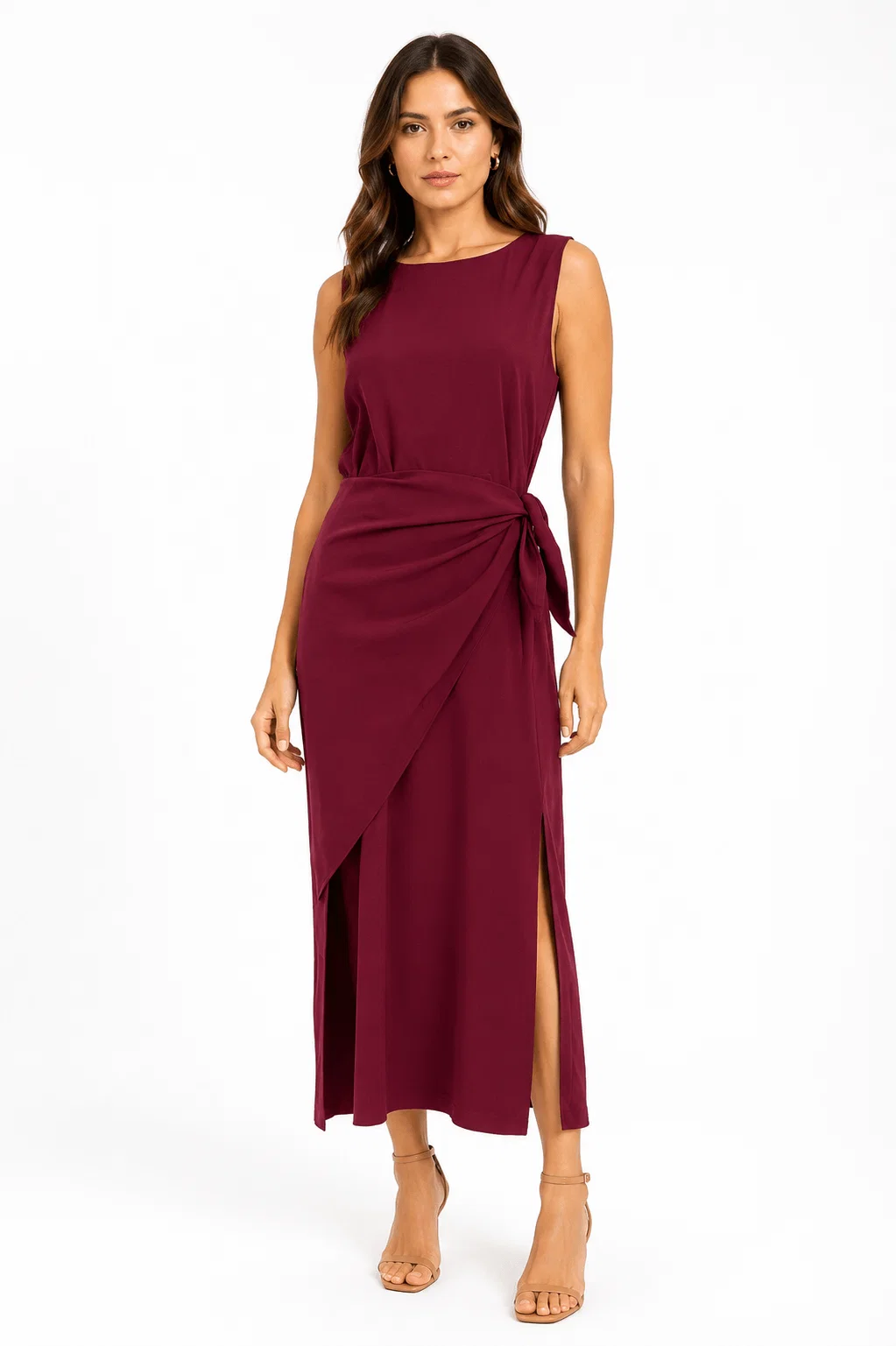 Vestido Midi Pala Sobreposta - Marsala — imagem 1