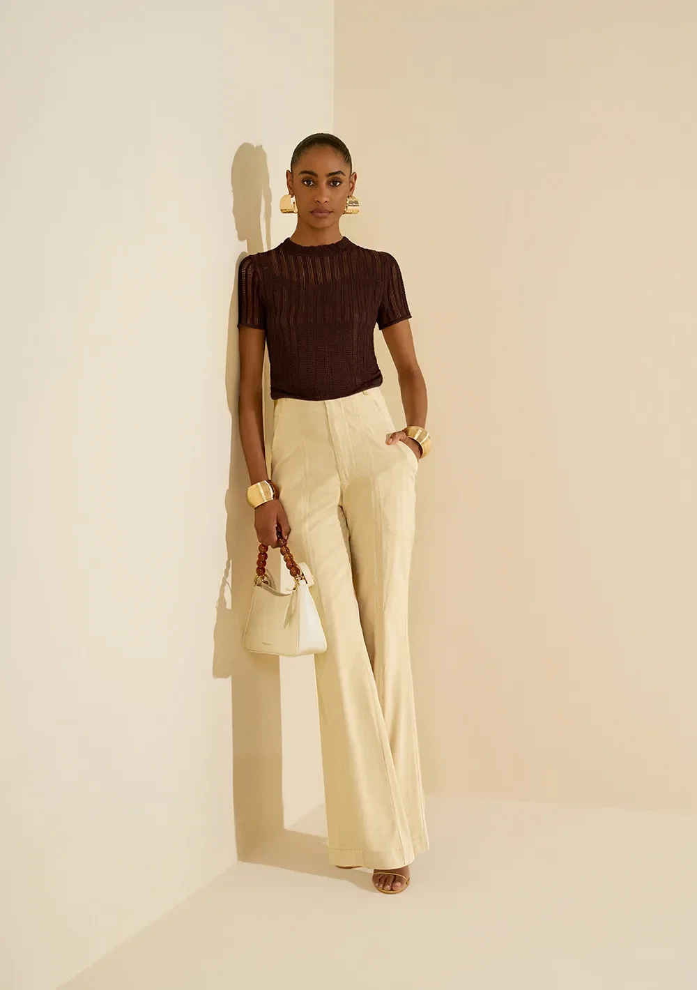 Calça Morena Rosa Reta Alta Amarelo