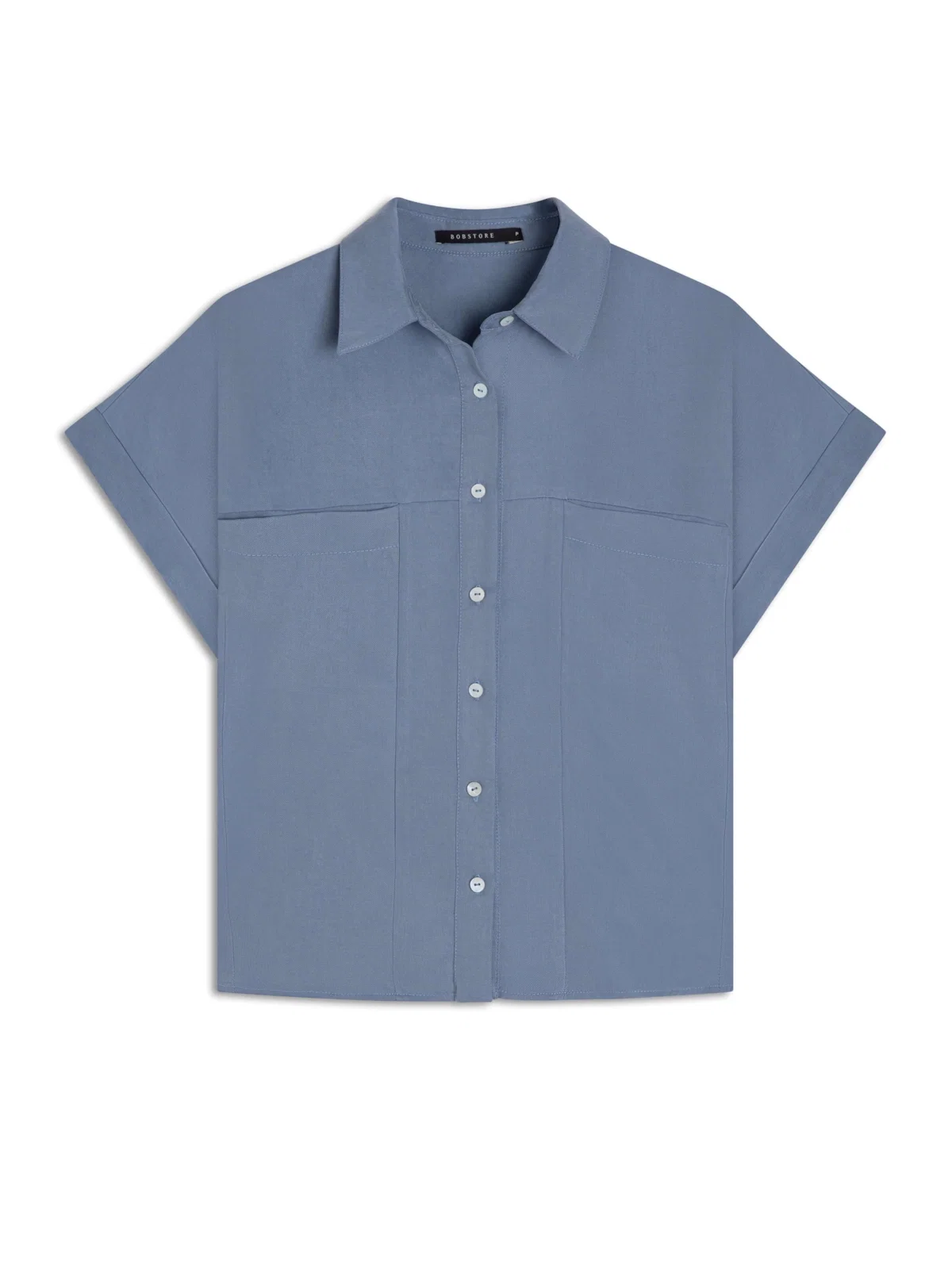 Camisa Tencel Azul Seco