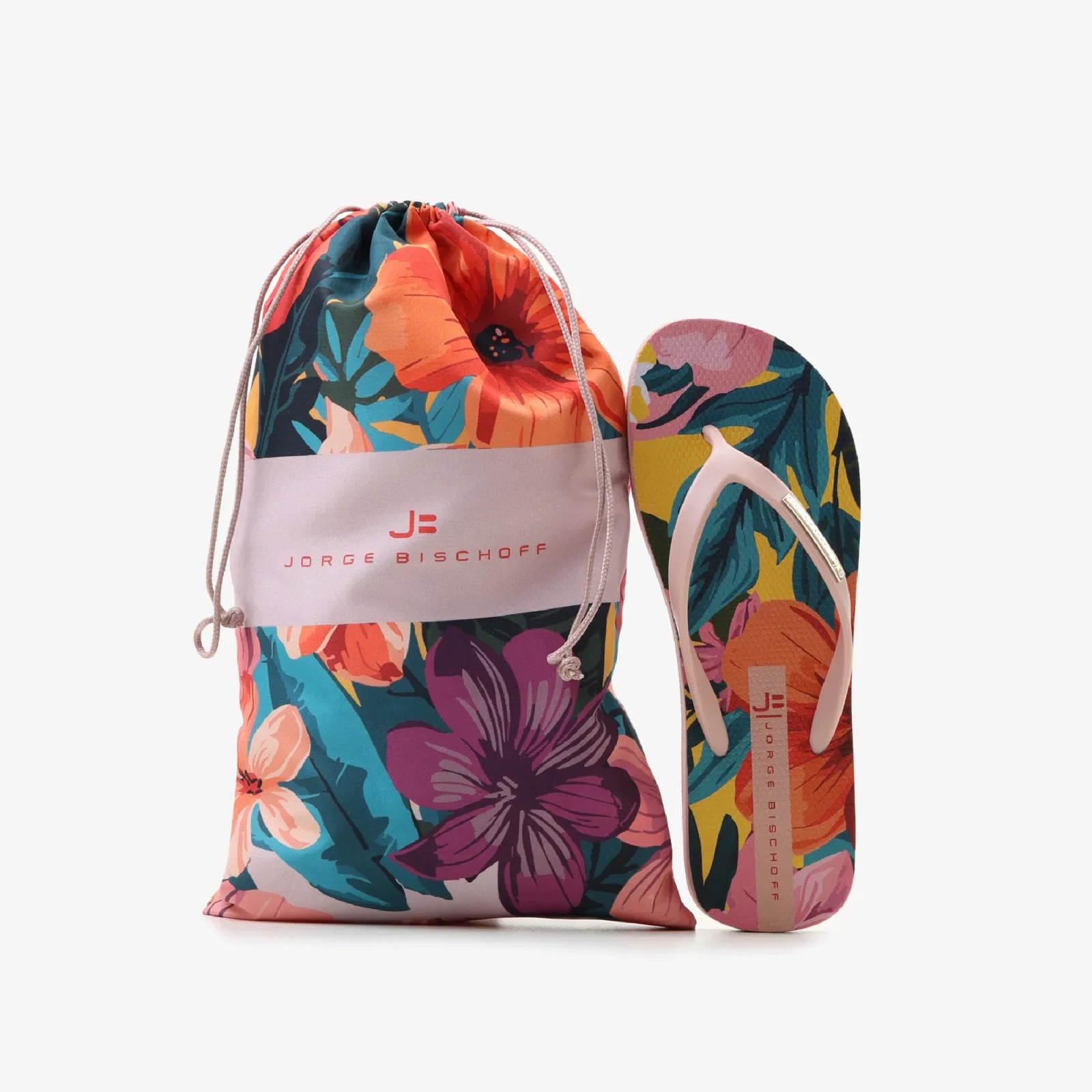 Kit Flat E Canga Floral Multi Tecido