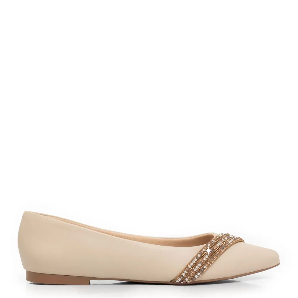 Sapatilha Off White Tiras Strass — imagem 1