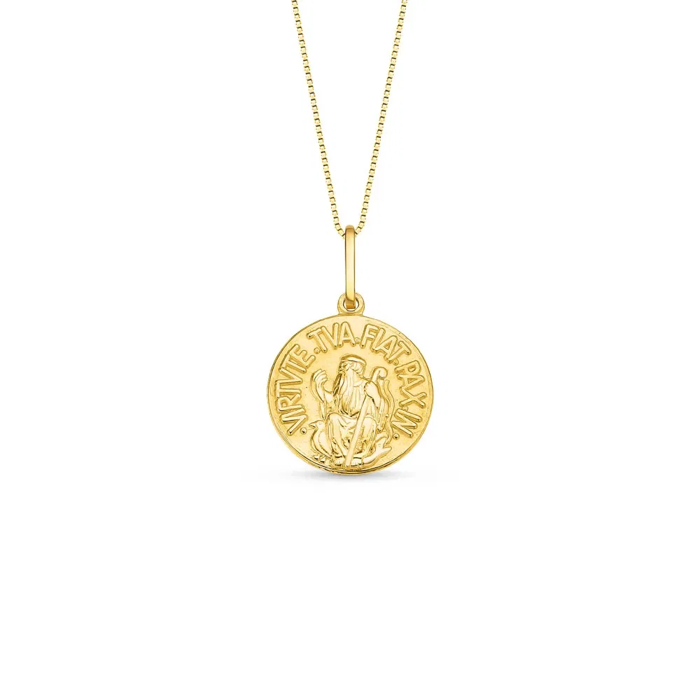 Pingente Medalha São Bento em Ouro Amarelo 18k, 20.5mm