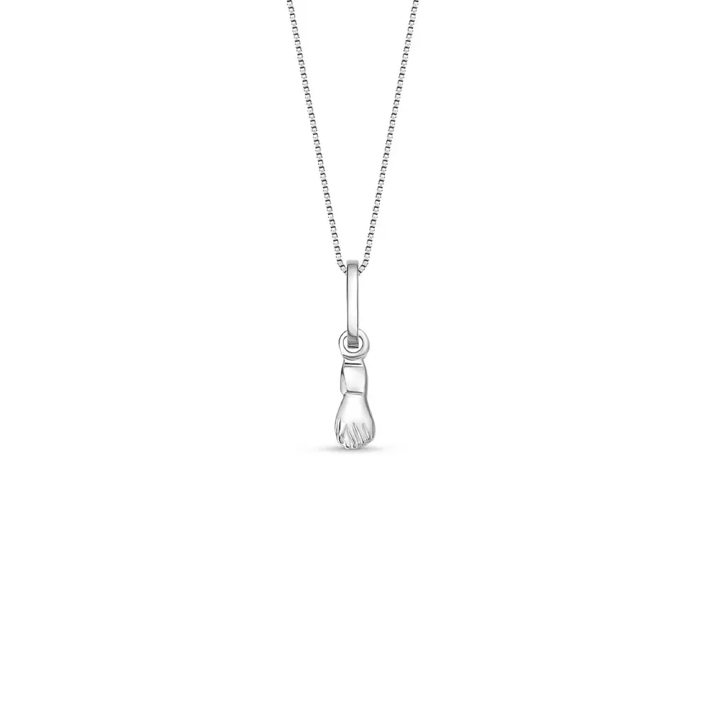 Pingente Medalha Figa em Ouro Branco 18k, 12mm — imagem 1