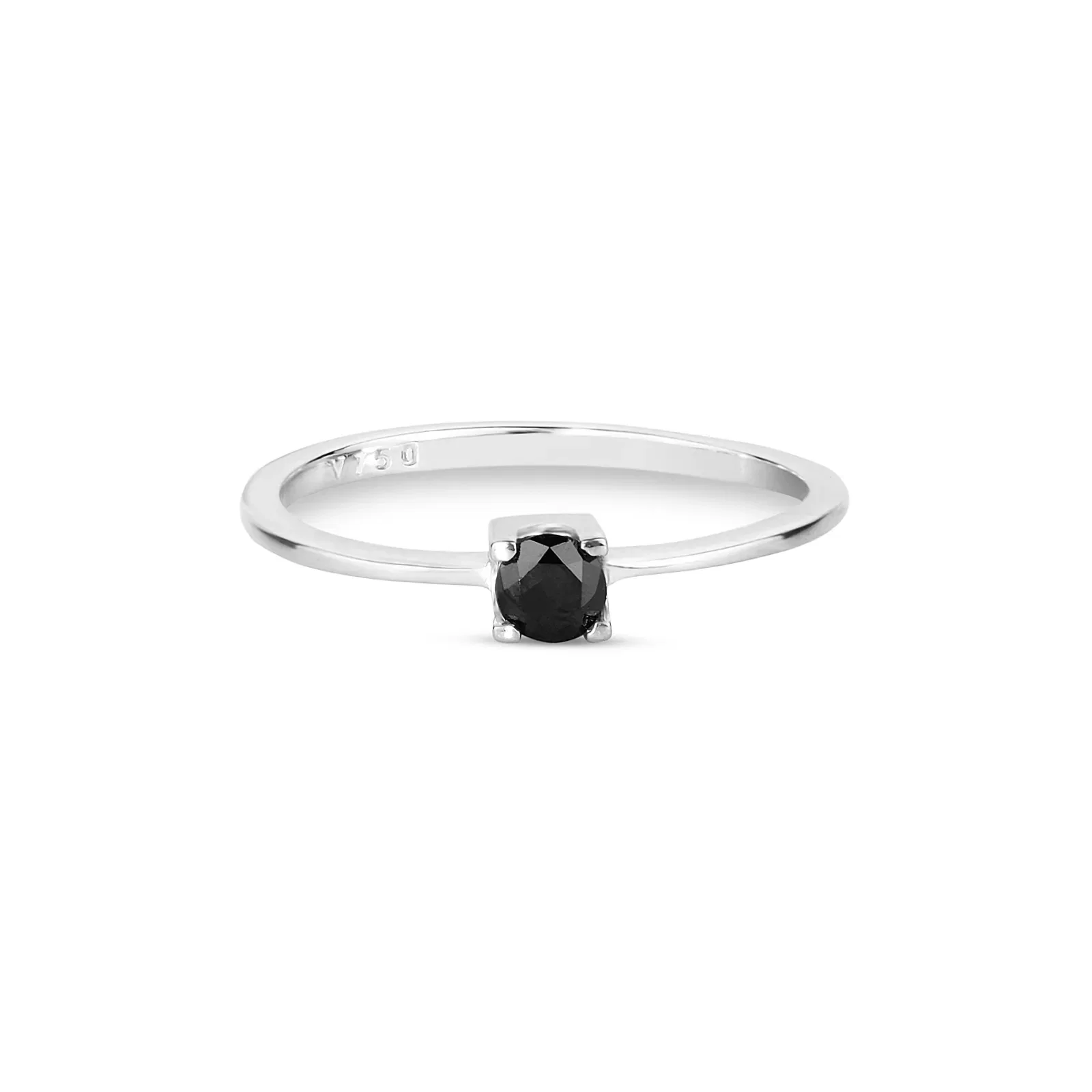 Anel Solitário Forever em Ouro Branco 18k com 0,15ct de Diamante Negro — imagem 1