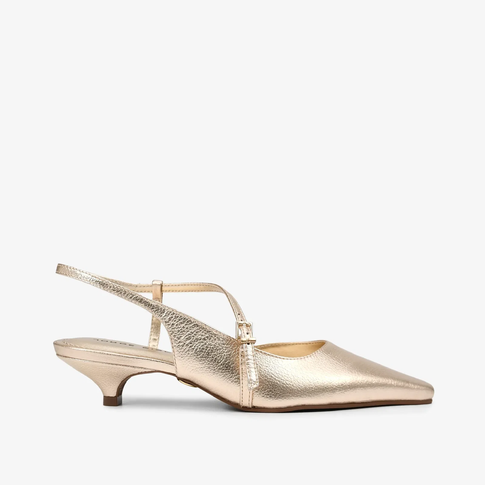 Slingback Dourado Ouro Couro