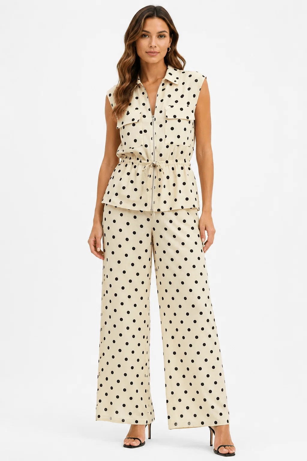 Calça Pantalona Poá - Branco