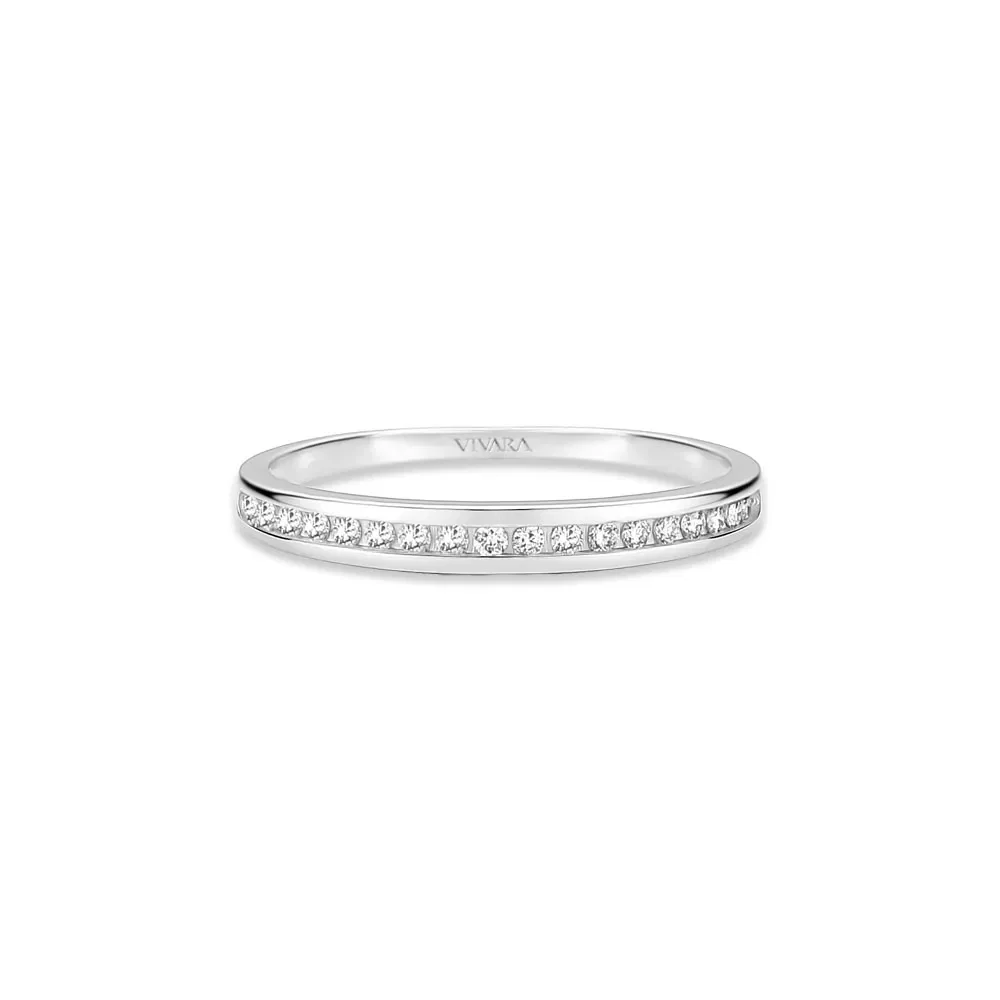 Meia Aliança Jazz em Ouro Branco 18k com Diamantes 0,16 ct — imagem 1