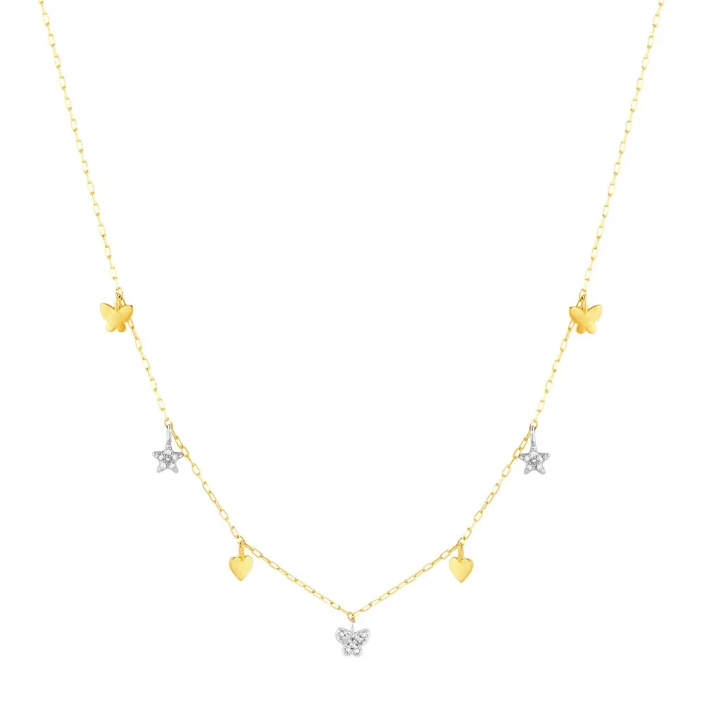 Colar Teens Estrelas em Ouro Amarelo e Ouro Branco 18k com Diamantes, 45cm — imagem 1