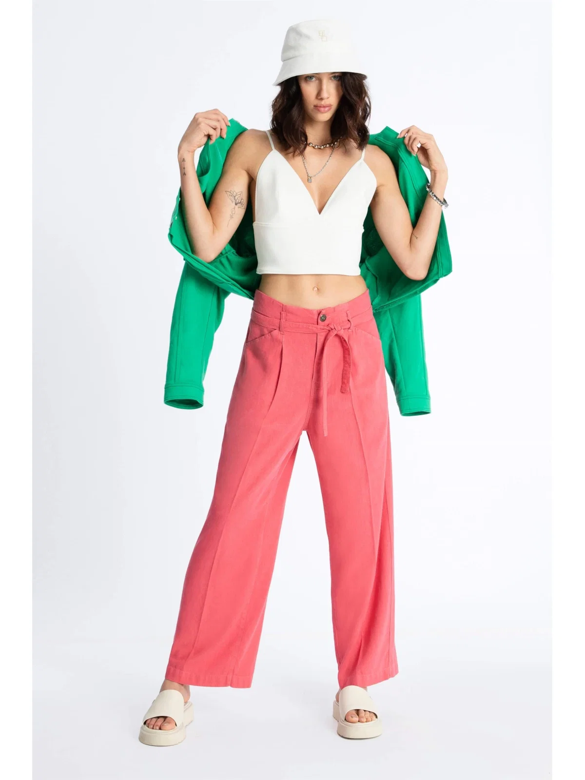 Calça Linho Washed Goiaba