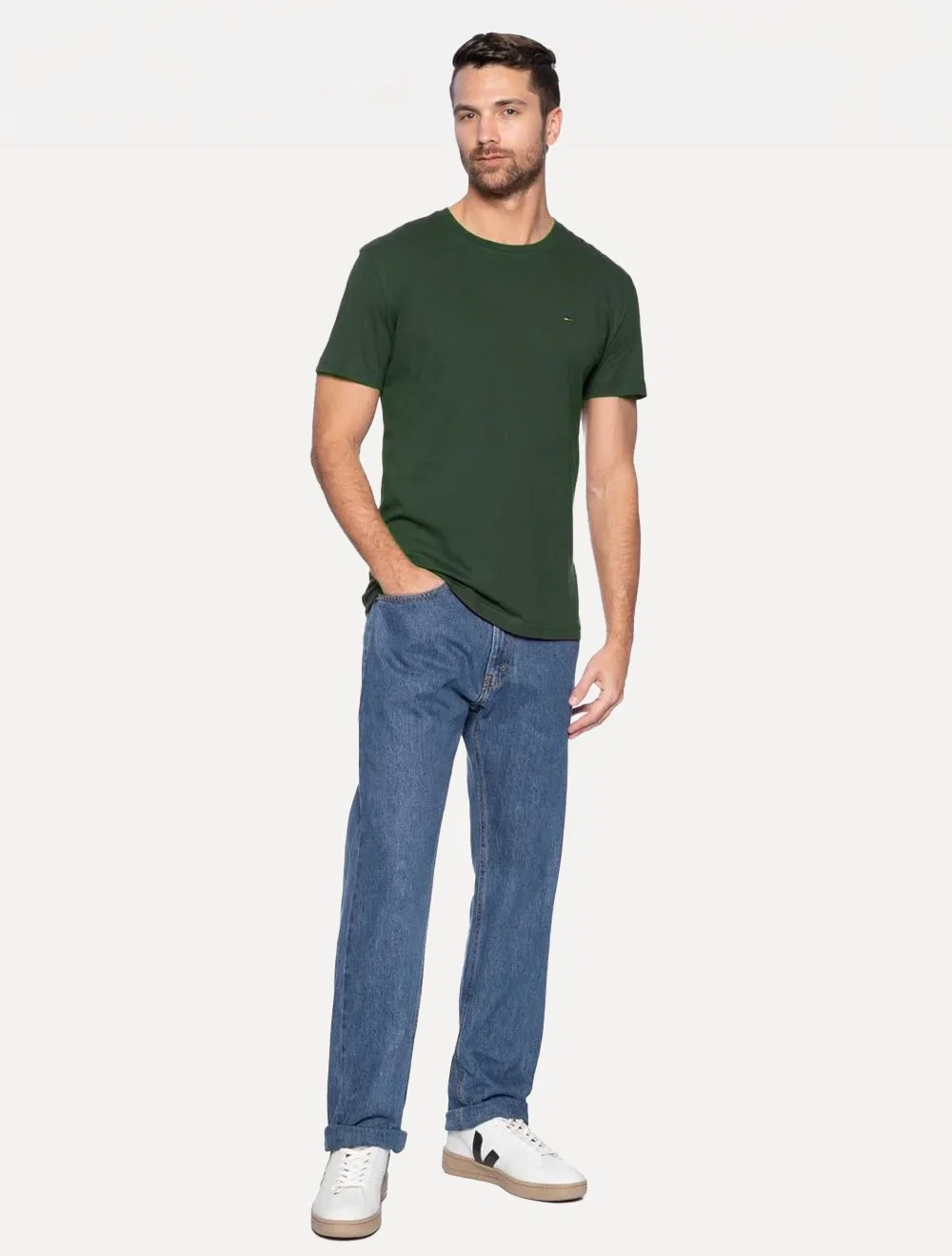 Camiseta Tommy Hilfiger Masculina Essential Cotton Verde Escuro — imagem 1