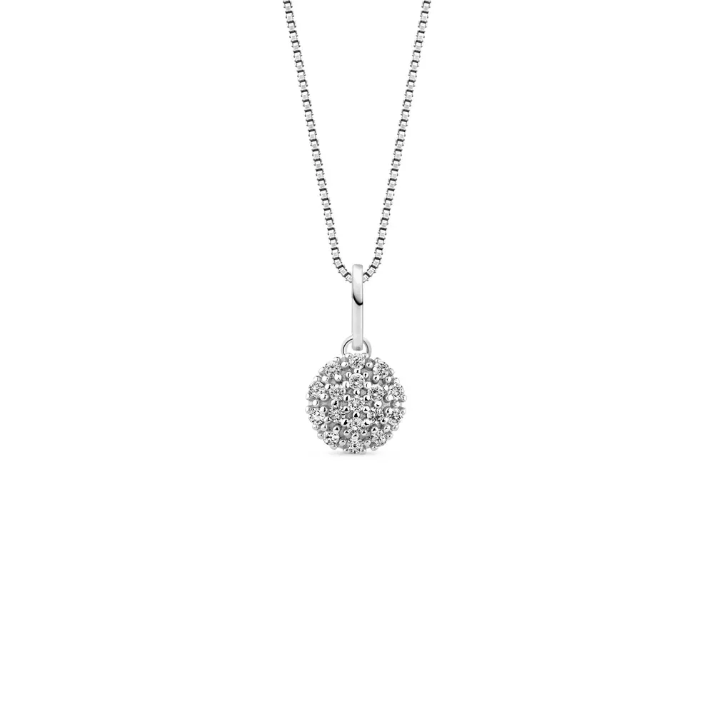 Pingente Pavê em Ouro Branco 18k com Diamantes, 15mm — imagem 1