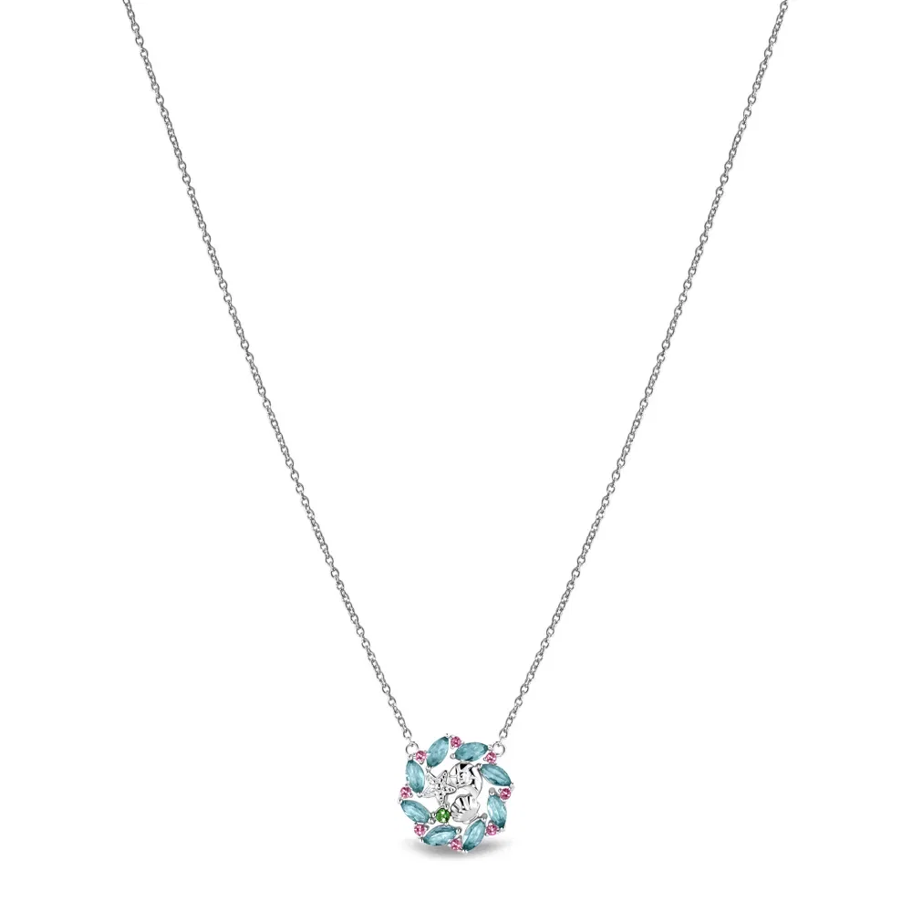 Colar Life A Pequena Sereia Prata Cristal Azul