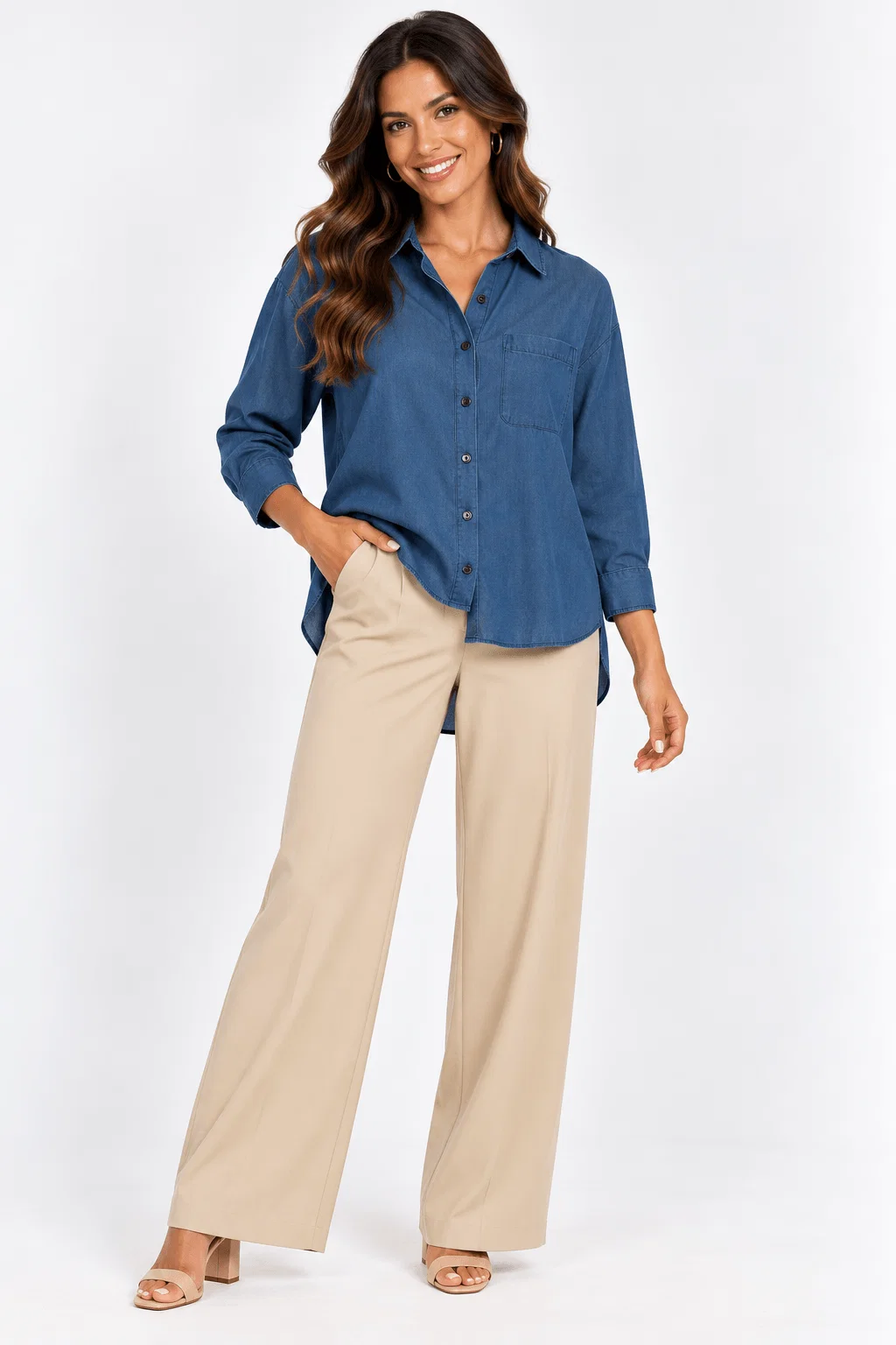 Camisa Denim Botões - Denim Medio