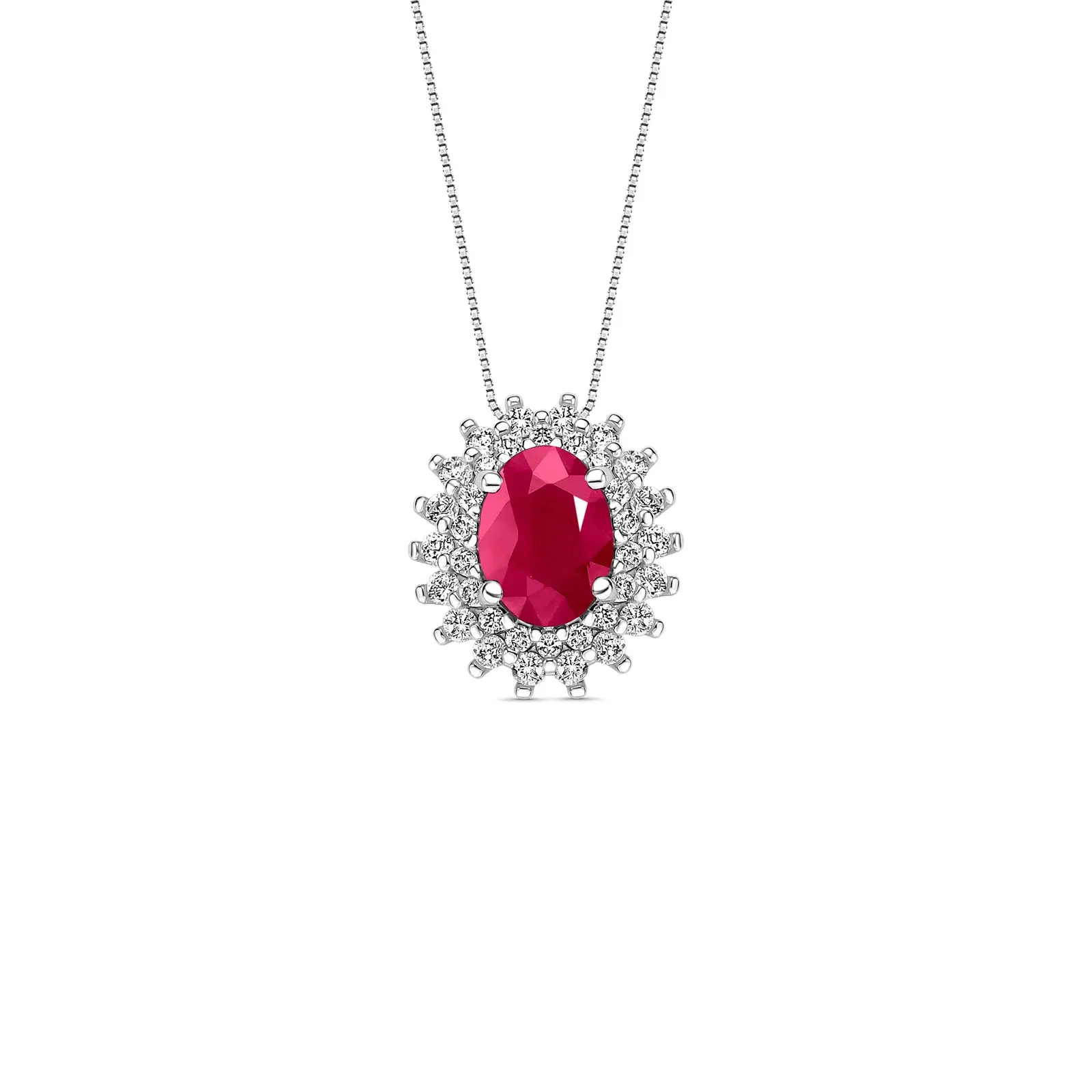 Pingente Classic em Ouro Branco 18k com Rubi e Diamantes 0,35 ct — imagem 1