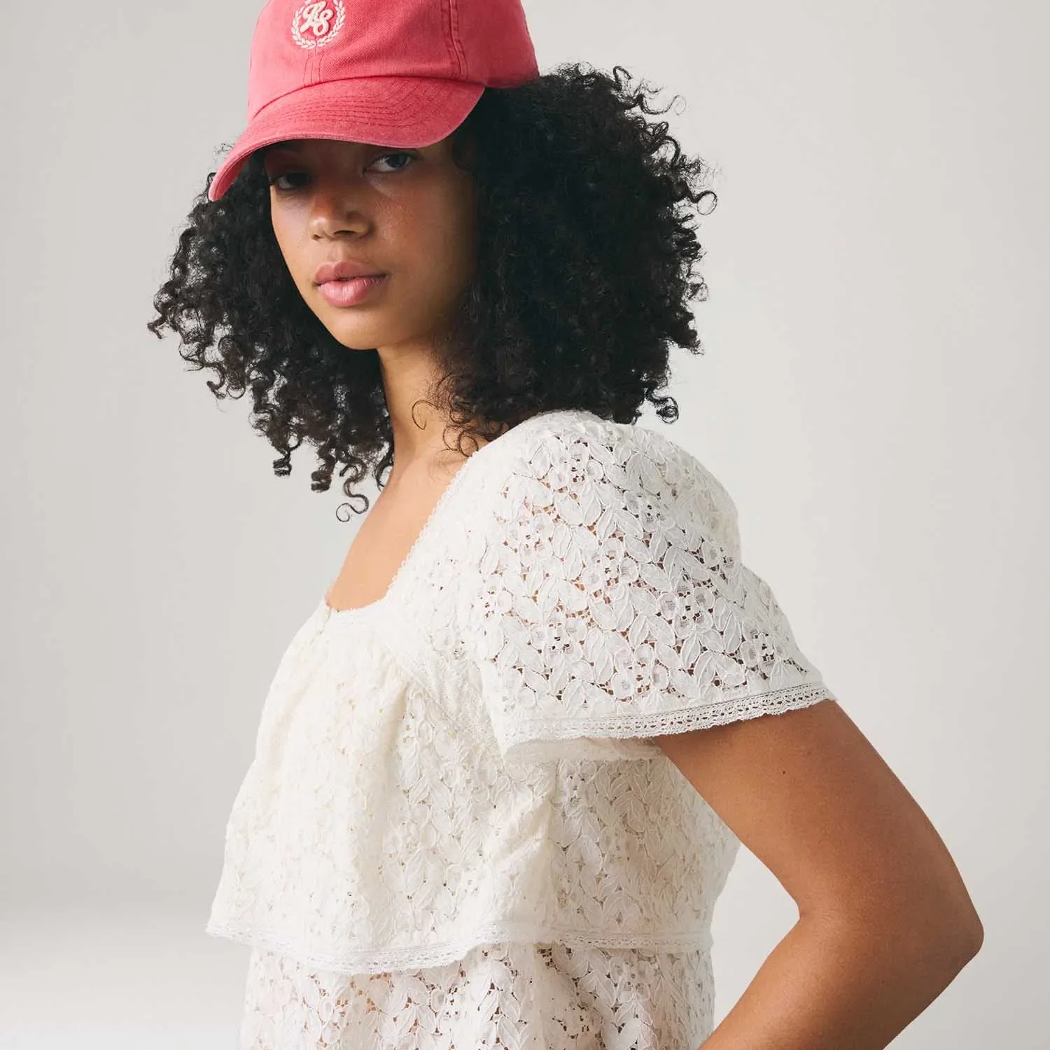 Blusa Levi's® Dom Lace Off White Manga Curta — imagem 1