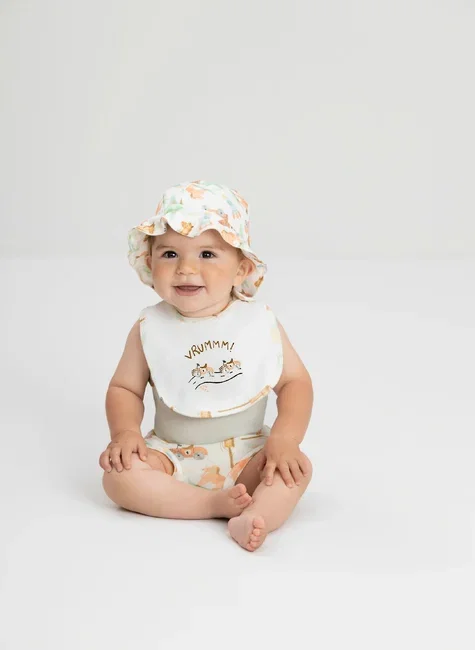 Babador Comfy Unissex para Bebê em Suedine Premium (Off White) Up Baby