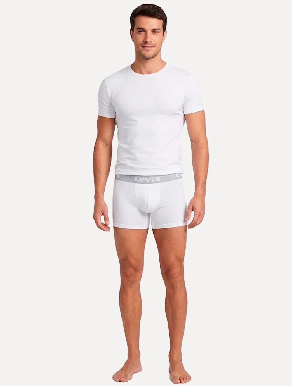 Cueca Levis Masculina Boxer Brief Gray Branca Pack 2UN