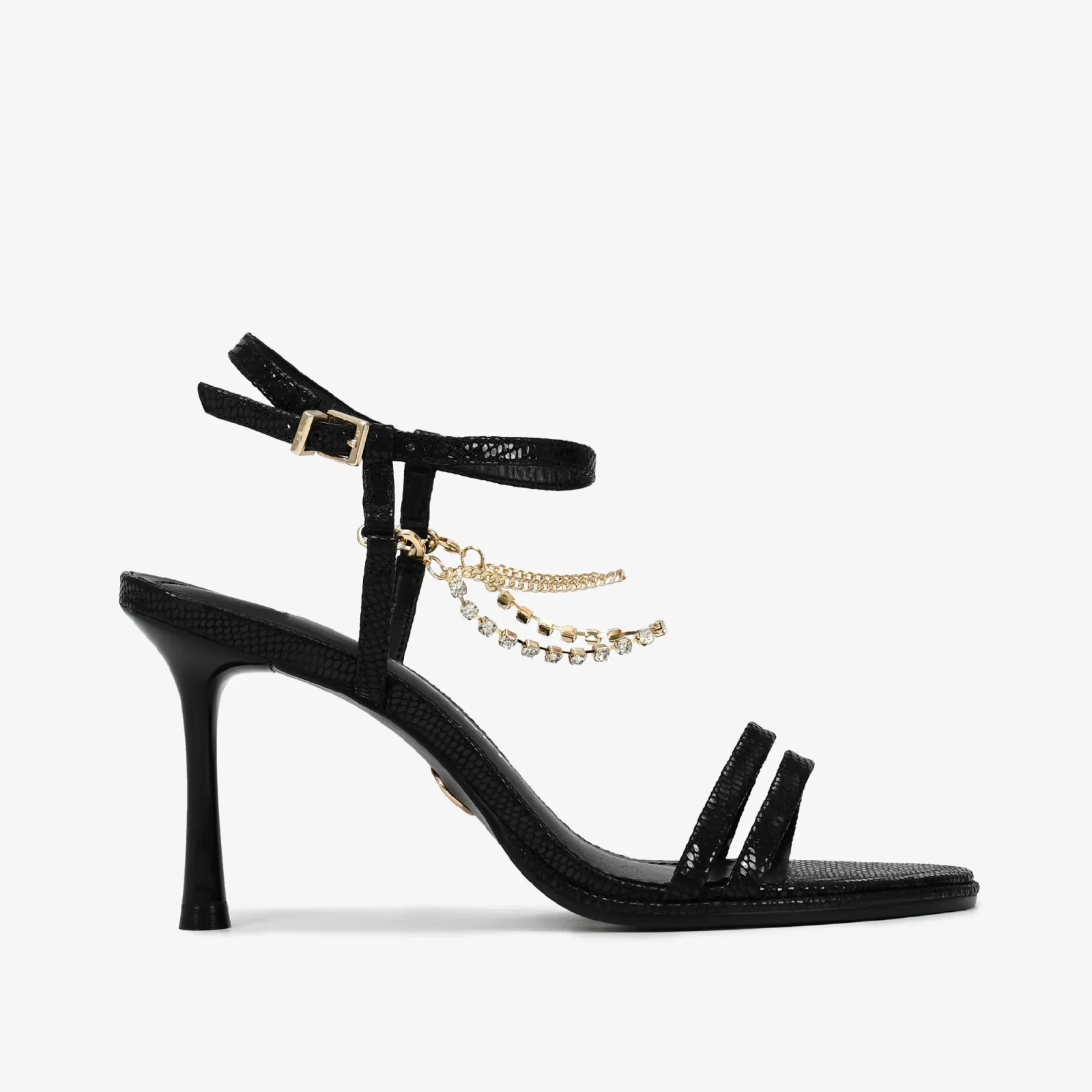 Sandália Salto Alto Preto Snake Couro — imagem 1