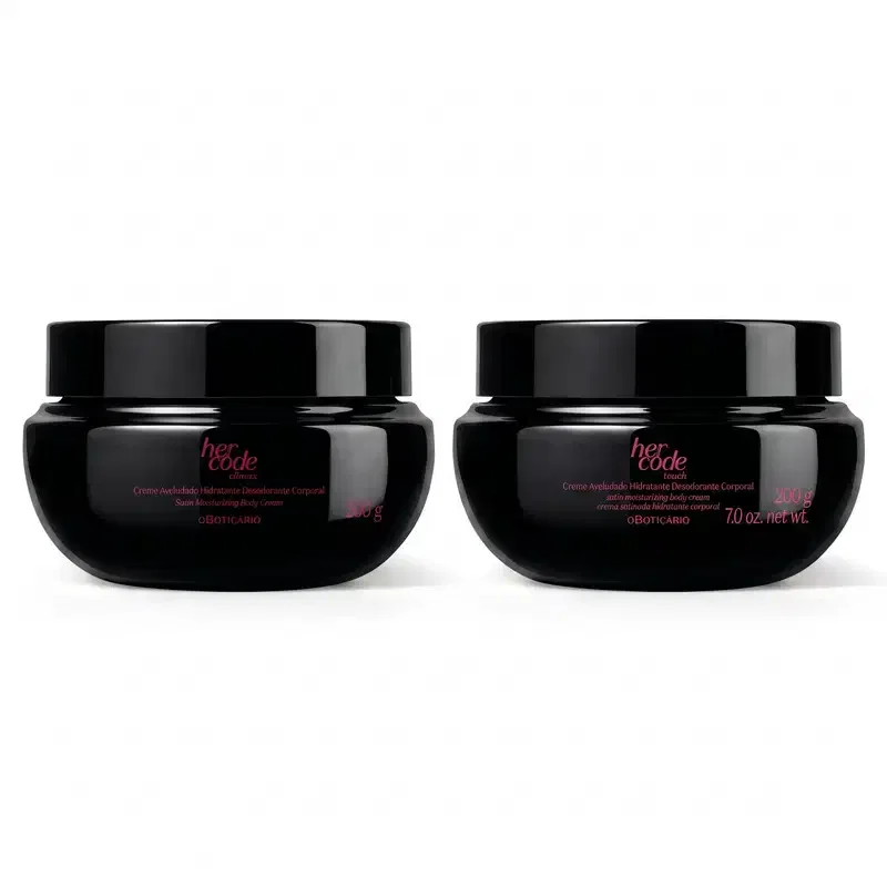 Combo Creme Aveludado Her Code: Desodorante Corporal Clímax 200g + Desodorante Corporal Touch 200g