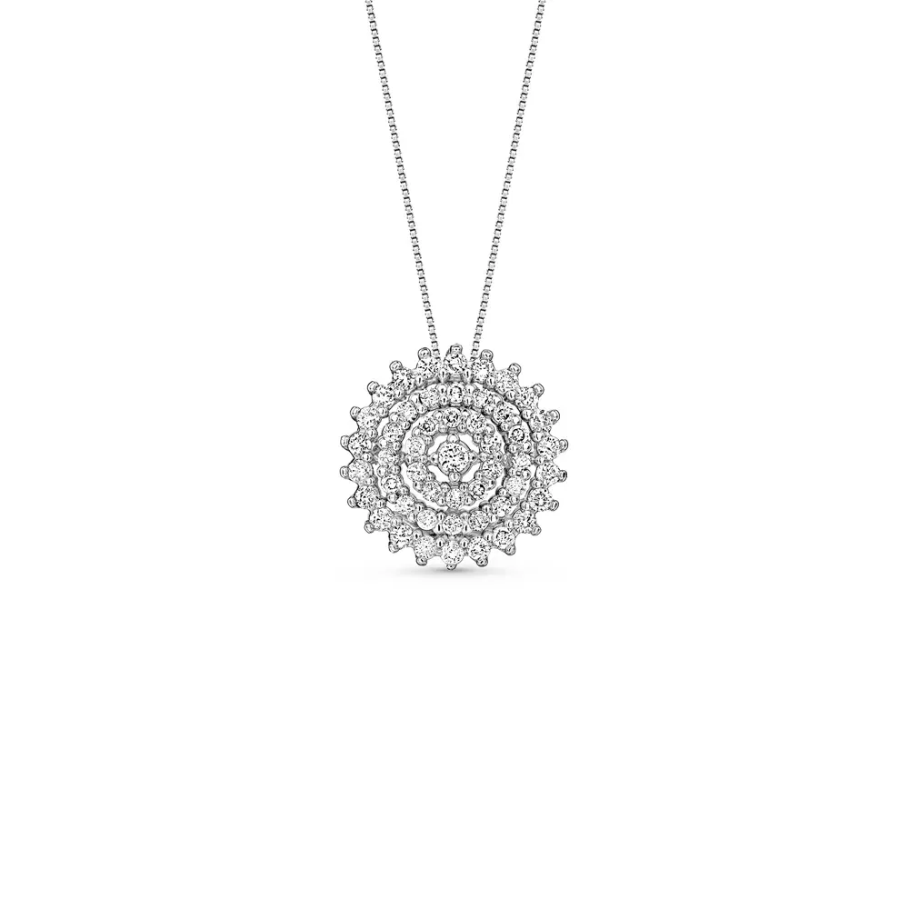 Pingente Classico Especial em Ouro Branco 18k e Diamantes, 12mm