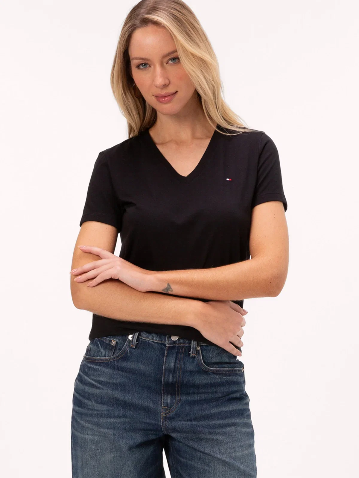 Camiseta TOMMY HILFIGER Clássica Gola V — imagem 1