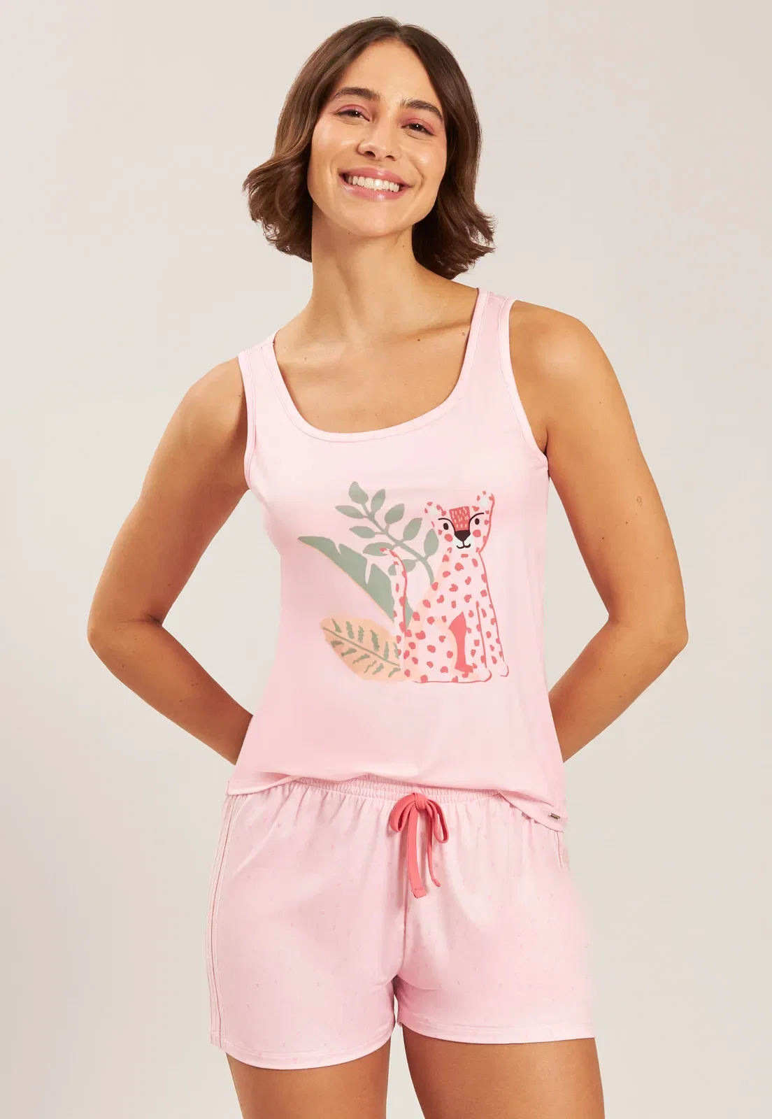 Pijama De Regata Com Shorts De New Skin Baunilha