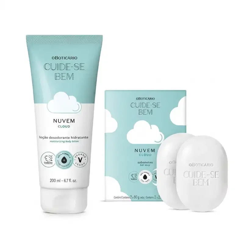 Combo Cuide-se bem Nuvem: Loção Corporal 200ml + Sabonete Em Barra 2x80g