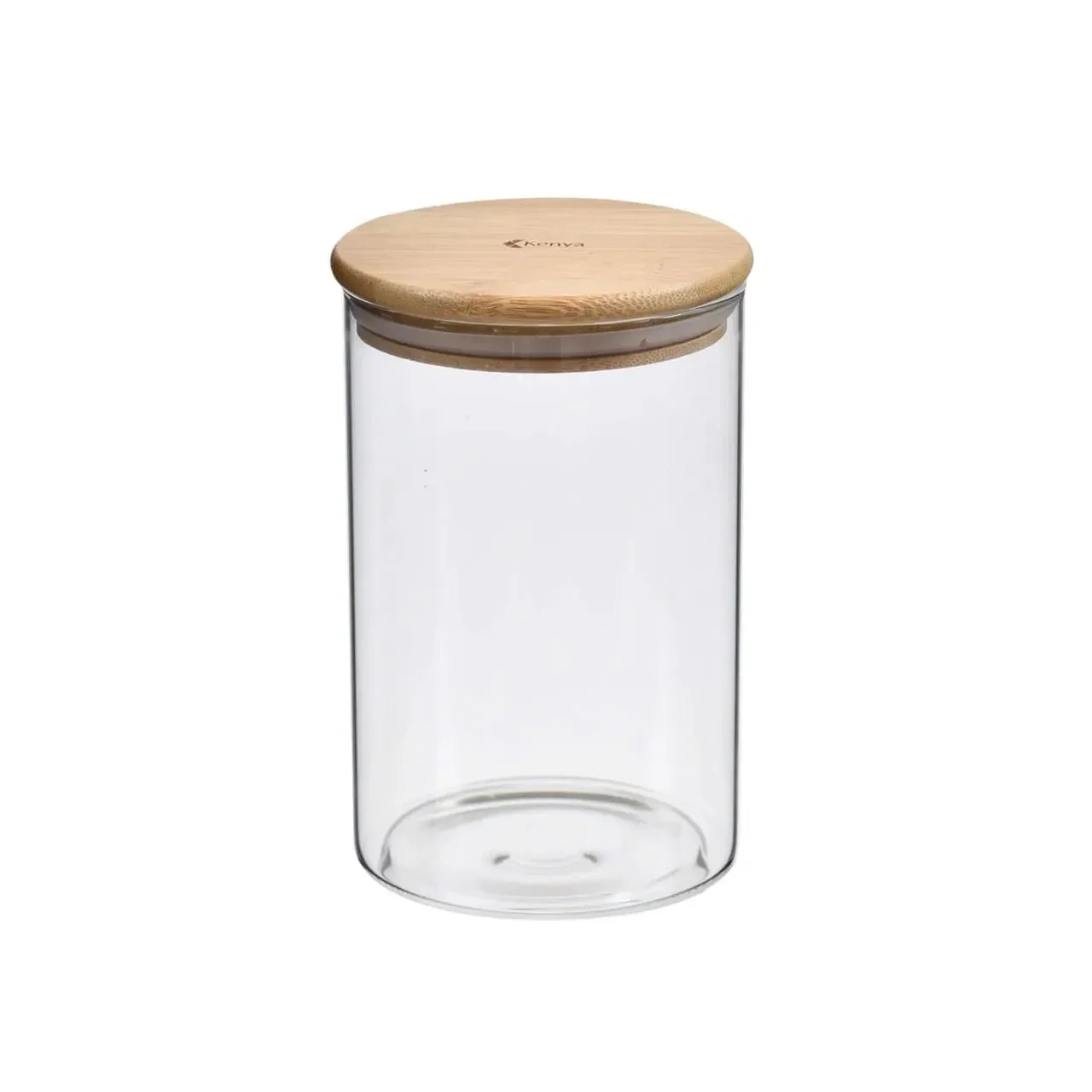 Pote Redondo de Vidro com Tampa de Bambu 1,5 Litros Kenya