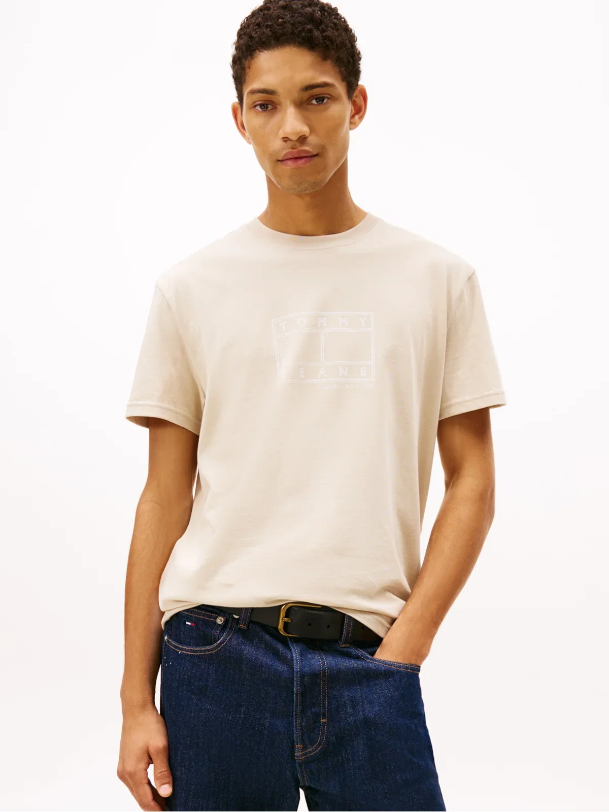 Camiseta de Gola Redonda com Estampa de Logo — imagem 1