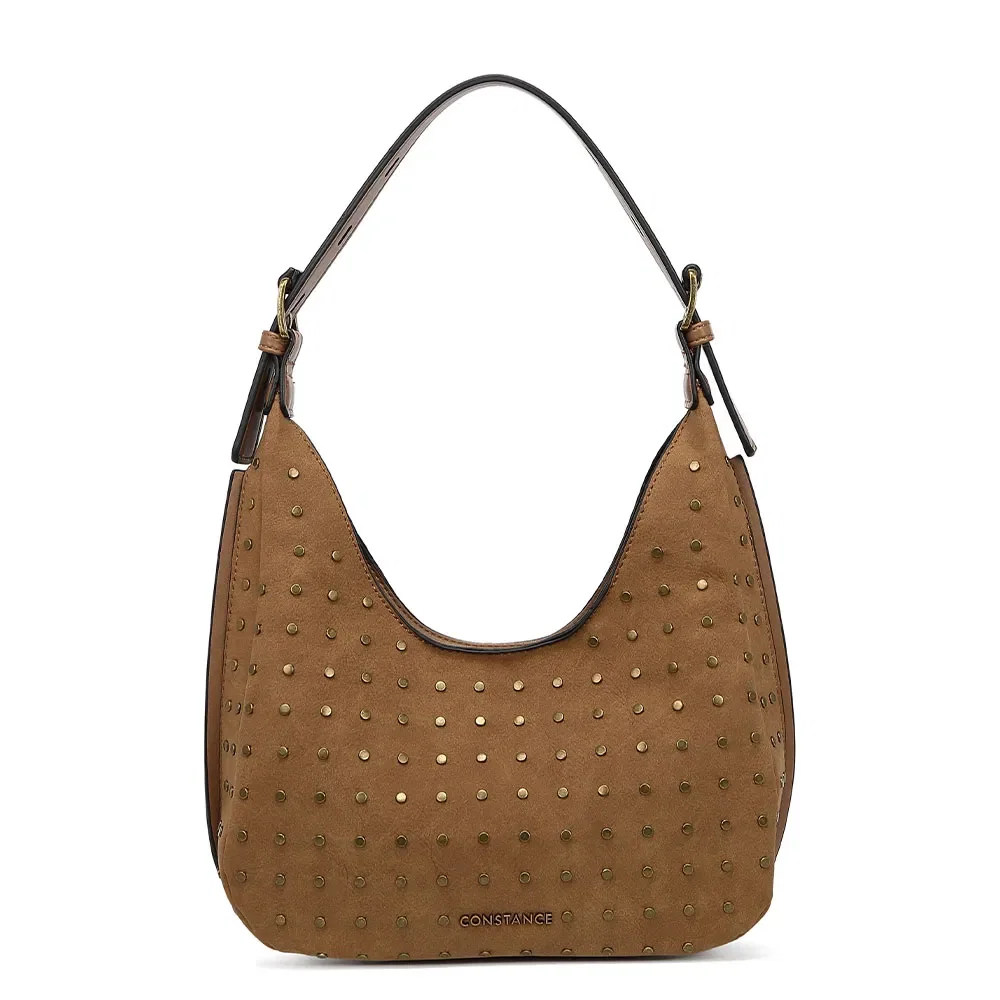 Bolsa Hobo Média Tachas Caramelo — imagem 1