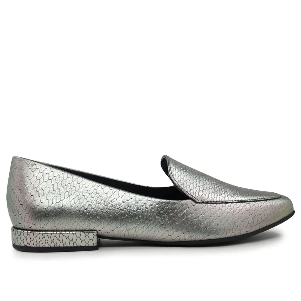 Slipper Couro Metalizado Aço