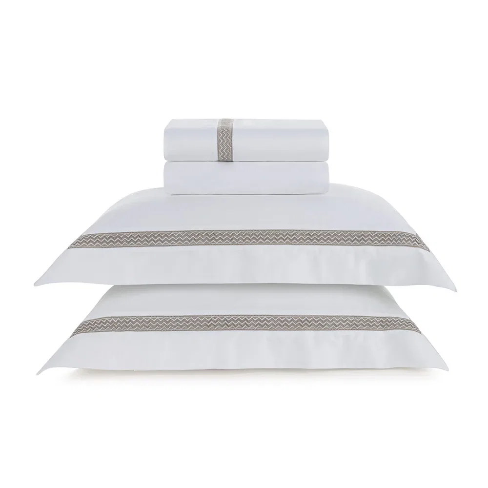 Jogo de Cama 300 Fios Morelli Branco / Marrone