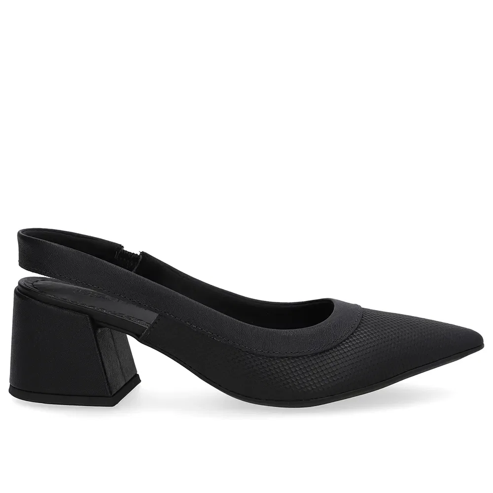 Slingback Preto Salto Bico Fino — imagem 1
