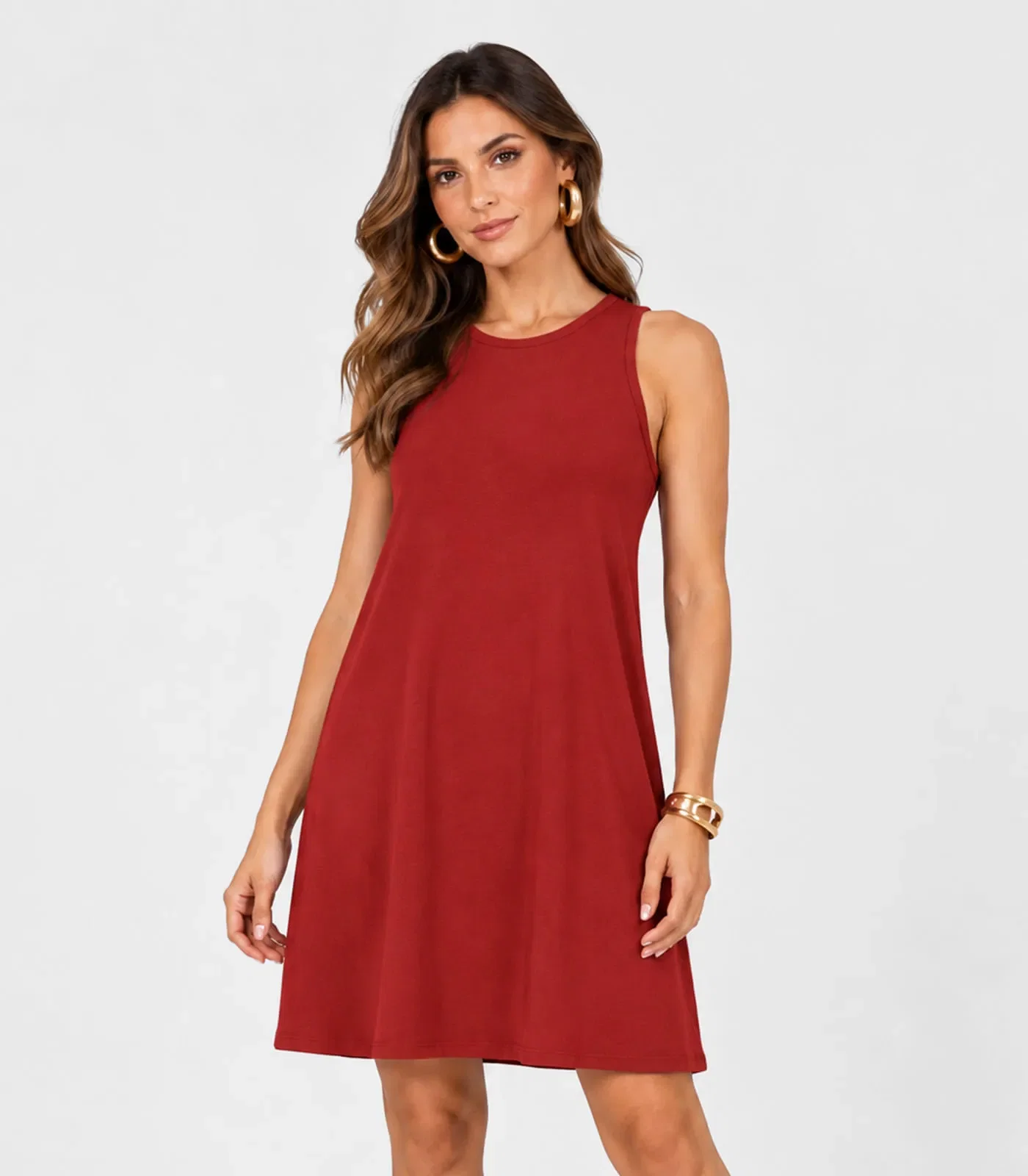 Vestido Feminino Curto Em Malha Visco Infinita Cor Laranja