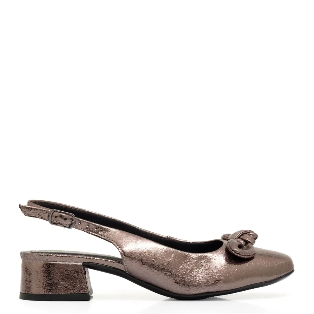 Scarpin Laço Prata Velho