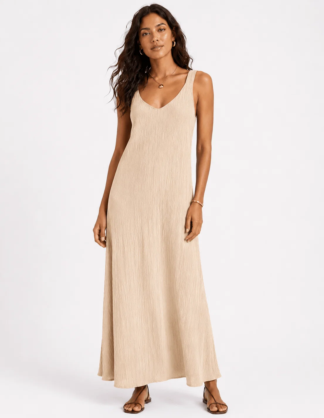 Vestido Longo Alca Larga - Bege