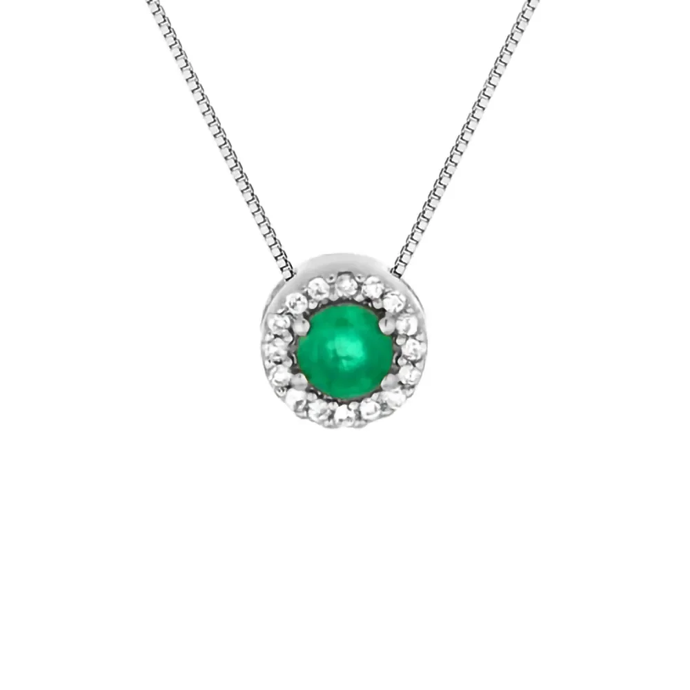 Pingente Classic Oriental em Ouro Branco 18k com Esmeralda e Diamantes\t