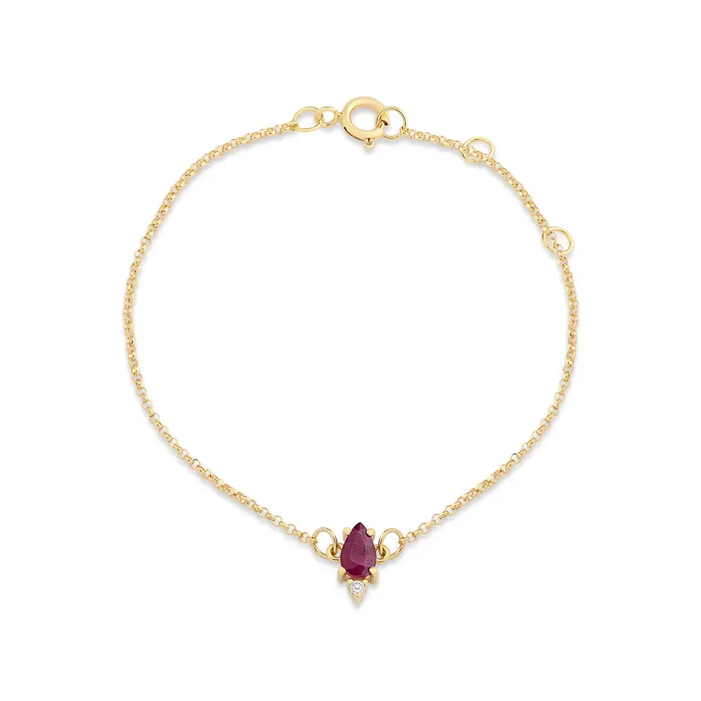 Pulseira Baby em Ouro Amarelo 18k com Rubi e Diamantes — imagem 1