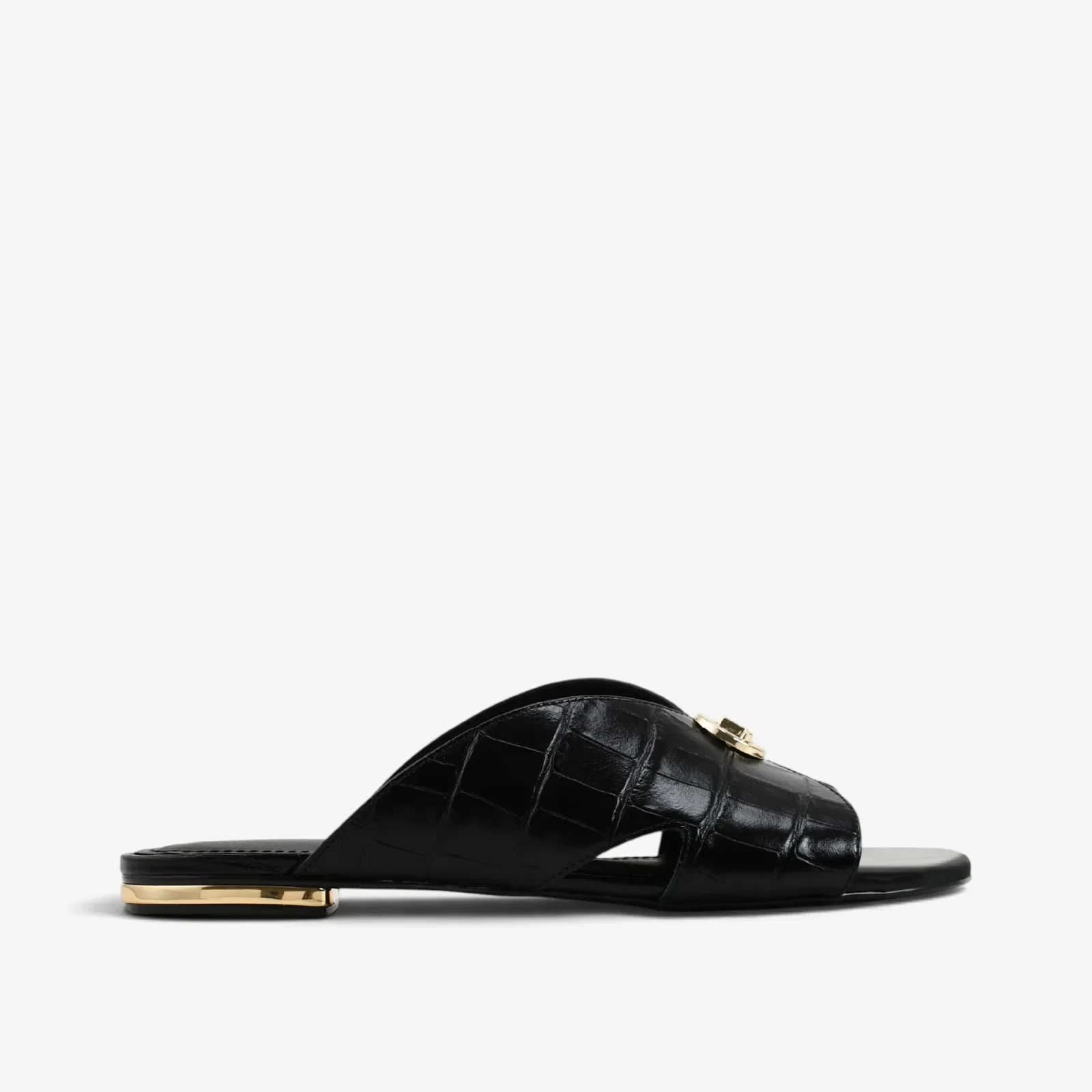 Slide Preto Couro Croco — imagem 1