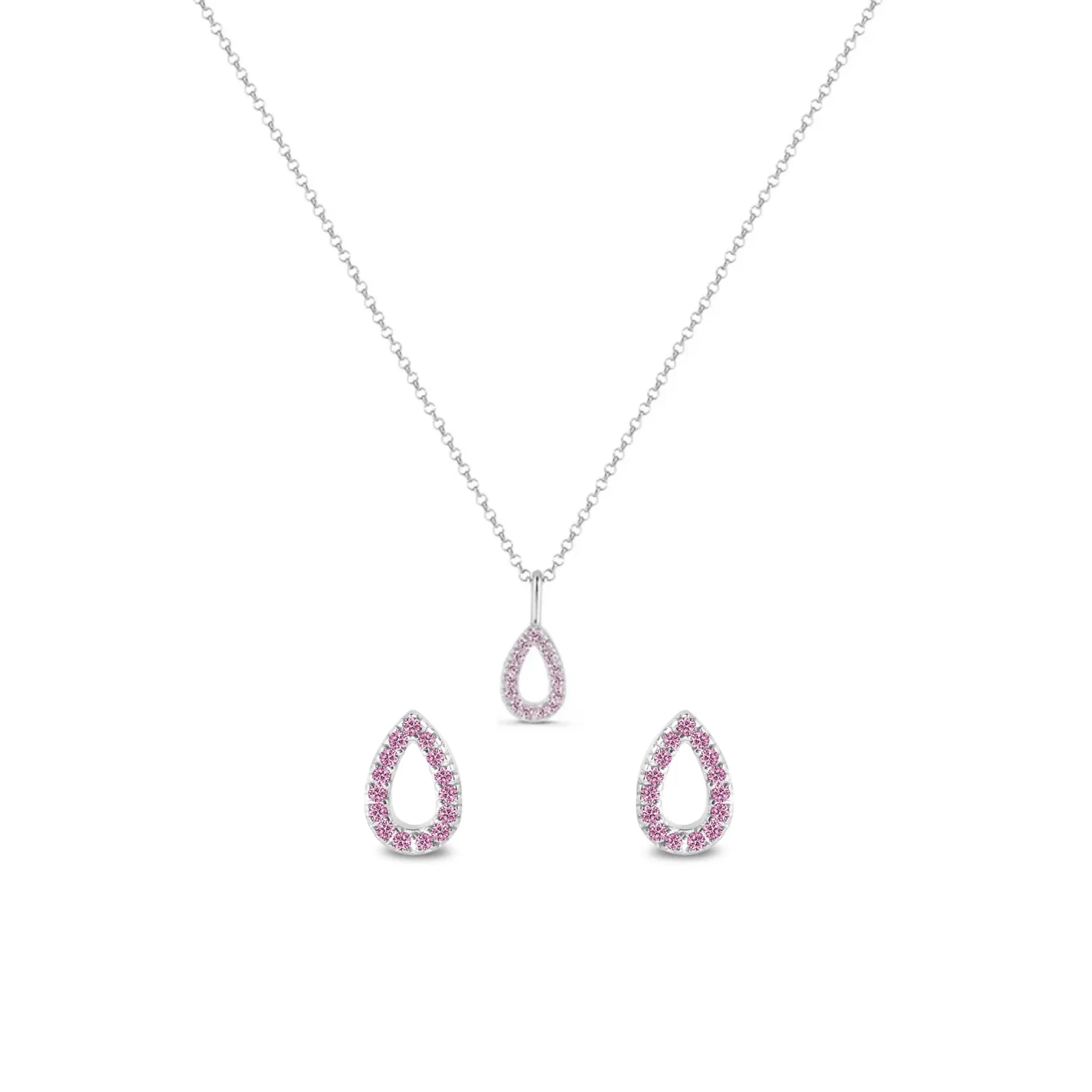 Kit Life Astros - Brinco e Colar em Prata 925 com Zircônia Rosa