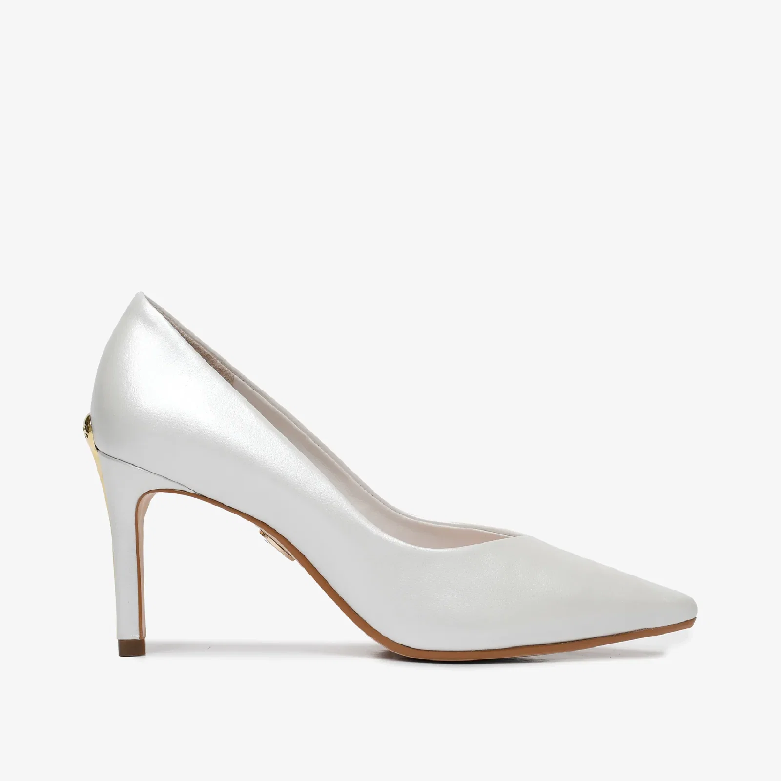 Scarpin Branco Say Yes Salto Fino Couro Acetinado